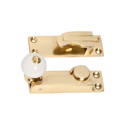 Tradco Sash Fastener Porcelain Ball Polished Brass L73xW26mm