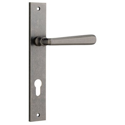 Iver Door Lever Copenhagen Rectangular Euro Pair Distressed Nickel CTC85mm L120xP57mm BPH240xW38mm