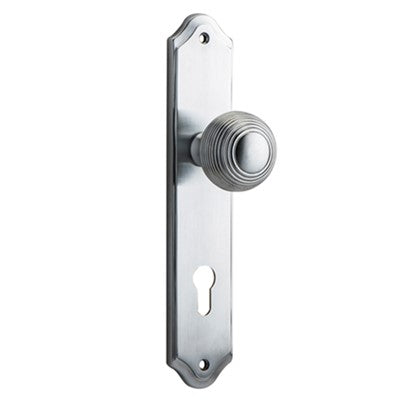 Iver Door Knob Guildford Shouldered Euro Pair Brushed Chrome CTC85mm D52xP74mm BPH250xW48mm