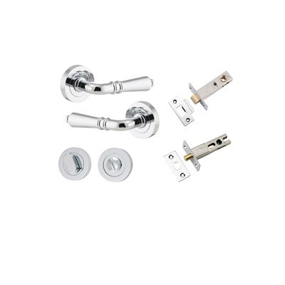 Iver Door Lever Sarlat Rose Round Polished Chrome Privacy Kit