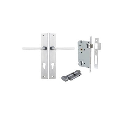 Iver Door Lever Baltimore Rectangular Brushed Chrome Key / Thumb Entrance Kit