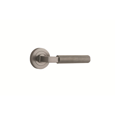 Iver Door Lever Brunswick Rose Round Concealed Fix Pair Satin Nickel L120xP60mm BPD52mm