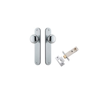 Iver Door Knob Cambridge Oval Brushed Chrome Passage Kit