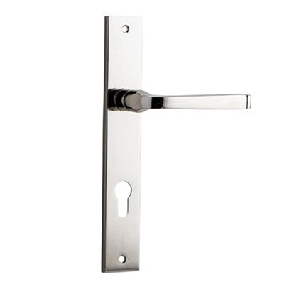 Iver Door Lever Annecy Rectangular Euro Pair Polished Nickel CTC85mm L117xP63mm BPH240xW38mm