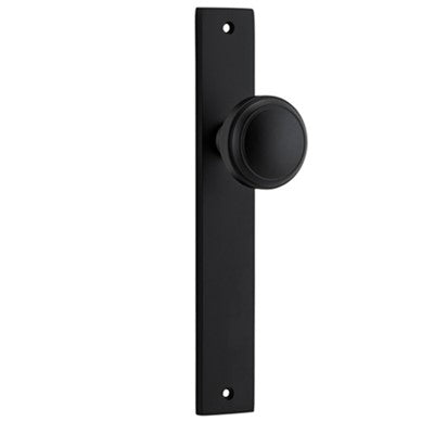 Iver Door Knob Paddington Rectangular Latch Pair Matt Black D55xP61mm BPH240xW38mm