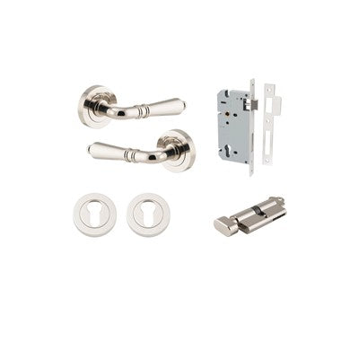 Iver Door Lever Sarlat Rose Round Polished Nickel Key / Thumb Entrance Kit