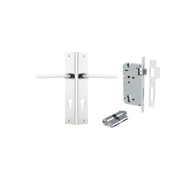 Iver Door Lever Baltimore Rectangular Polished Chrome Key / Key Entrance Kit