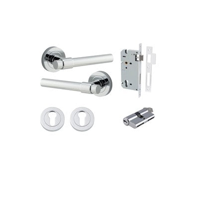 Iver Door Lever Helsinki Rose Round Polished Chrome Key / Key Entrance Kit