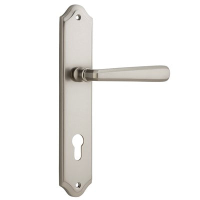 Iver Door Lever Copenhagen Shouldered Euro Pair Satin Nickel CTC85mm L120xP59mm BPH250xW48mm