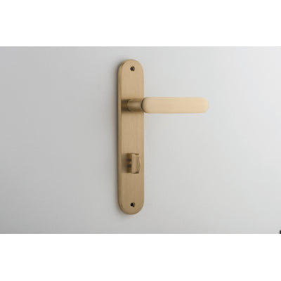 Iver Door Lever Bronte Oval Privacy Pair Brushed Brass CTC85mm L117xP53mm BPH240xW40mm