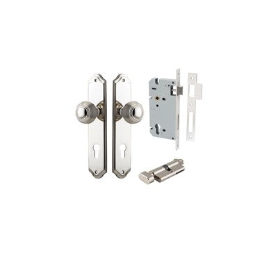 Iver Door Knob Guildford Shouldered Polished Nickel Key / Thumb Entrance Kit