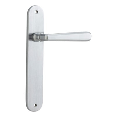 Iver Door Lever Copenhagen Oval Latch Pair Brushed Chrome L120xP57mm BPH240xW40mm