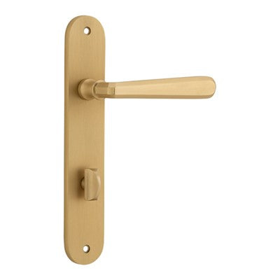 Iver Door Lever Copenhagen Oval Privacy Pair Brushed Brass CTC85mm L120xP57mm BPH240xW40mm