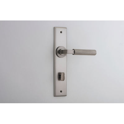 Iver Door Lever Brunswick Chamfered Privacy Pair Satin Nickel CTC85mm L120xP59mm BPH240xW50mm