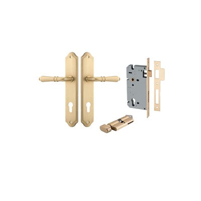 Iver Door Lever Sarlat Shouldered Brushed Brass Key / Thumb Entrance Kit