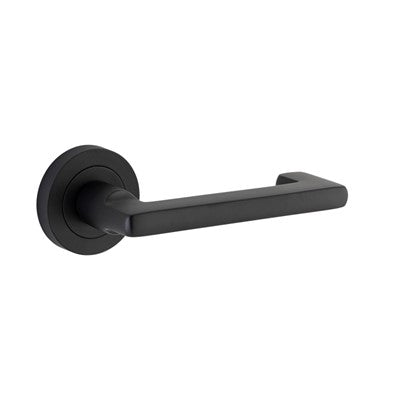 Iver Door Lever Baltimore Return Rose Round Concealed Fix Pair Matt Black L128xP57mm BPD52mm