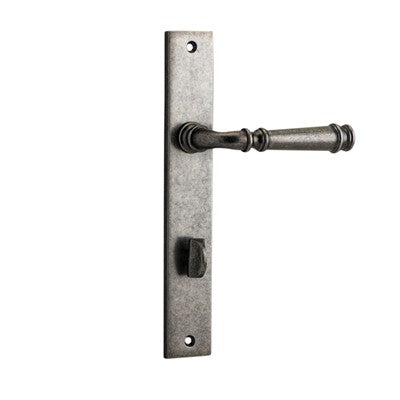 Iver Door Lever Verona Rectangular Privacy Pair Distressed Nickel CTC85mm L122xP56mm BPH240xW38mm