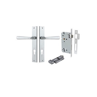 Iver Door Lever Copenhagen Rectangular Brushed Chrome Key / Thumb Entrance Kit