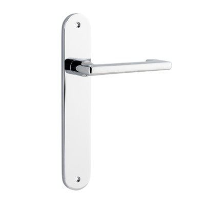 Iver Door Lever Baltimore Return Oval Latch Pair Polished Chrome L128xP54mm BPH240xW40mm