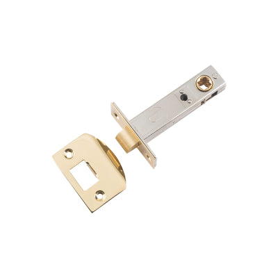 Tradco Tube Latch Split Cam 'D' Striker Polished Brass Backset 70mm