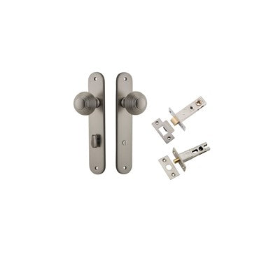 Iver Door Knob Guildford Oval Satin Nickel Privacy Kit