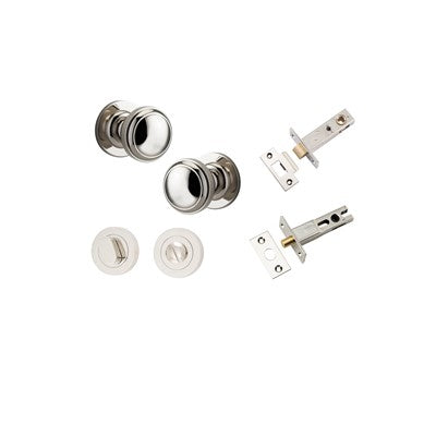 Iver Door Knob Paddington Rose Round Polished Nickel Privacy Kit