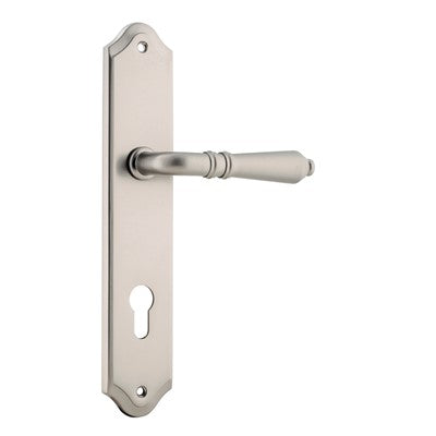 Iver Door Lever Sarlat Shouldered Euro Pair Satin Nickel CTC85mm L111xP55mm BPH250xW48mm