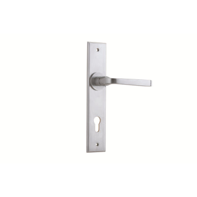 Iver Door Lever Annecy Chamfered Euro Pair Brushed Chrome CTC85mm L117xP65mm BPH240xW50mm