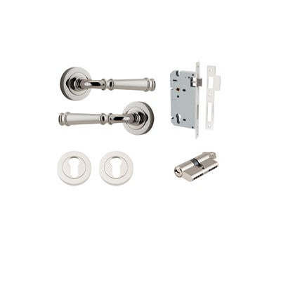 Iver Door Lever Verona Rose Round Polished Nickel Key / Key Entrance Kit