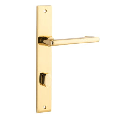 Iver Door Lever Baltimore Return Rectangular Privacy Pair Polished Brass CTC85mm L128xP54mm BPH240xW38mm