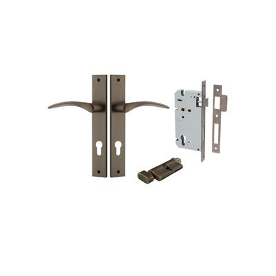 Iver Door Lever Oxford Rectangular Signature Brass Key / Thumb Entrance Kit