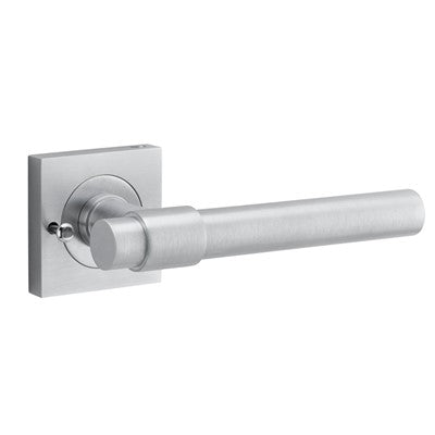 Iver Door Lever Helsinki Rose Square Brushed Chrome Inbuilt Privacy Kit