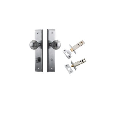 Iver Door Knob Guildford Stepped Brushed Chrome Privacy Kit