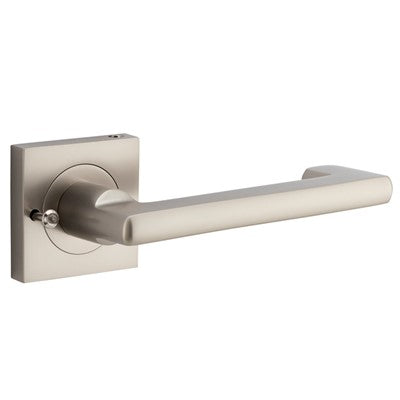 Iver Door Lever Baltimore Return Rose Square Satin Nickel Inbuilt Privacy Kit