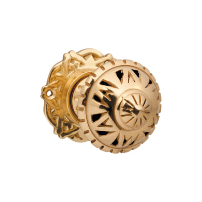 Tradco Door Knob Filigree Round Rose Pair Polished Brass D63xP78mm