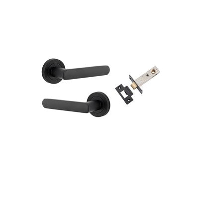 Iver Door Lever Osaka Rose Round Matt Black Passage Kit