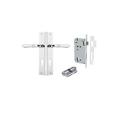 Iver Door Lever Sarlat Rectangular Polished Chrome Key / Key Entrance Kit