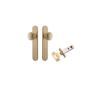 Iver Door Knob Paddington Oval Brushed Brass Passage Kit