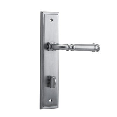 Iver Door Lever Verona Stepped Privacy Pair Brushed Chrome CTC85mm L122xP59mm BPH237xW50mm