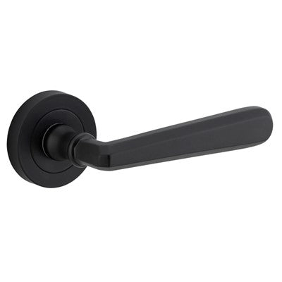 Iver Door Lever Copenhagen Rose Round Concealed Fix Pair Matt Black L120xP60mm BPD52mm