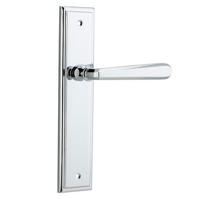 Iver Door Lever Copenhagen Stepped Latch Pair Polished Chrome L120xP60mm BPH237xW50mm