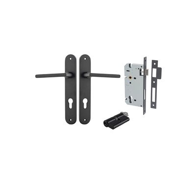 Iver Door Lever Baltimore Oval Matt Black Key / Key Entrance Kit