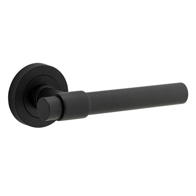 Iver Door Lever Helsinki Rose Round Concealed Fix Pair Matt Black L137xP61mm BPD52mm