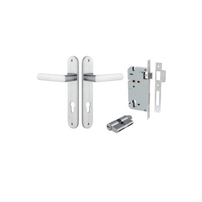 Iver Door Lever Osaka Oval Brushed Chrome Key / Key Entrance Kit