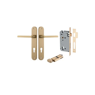 Iver Door Lever Baltimore Oval Brushed Brass Key / Thumb Entrance Kit