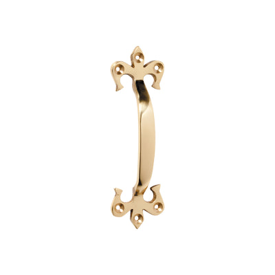 Tradco Cabinet Pull Handle Fleur-de-lis Polished Brass L130xP23mm