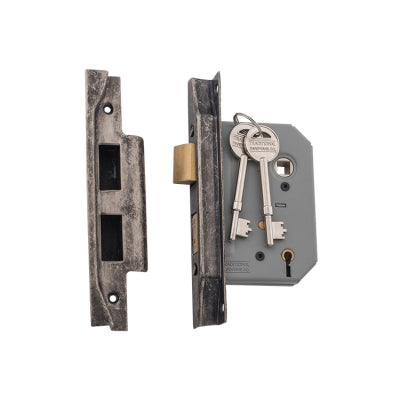 Tradco Mortice Lock 5 Lever Rebated Rumbled Nickel CTC57mm Backset 57mm