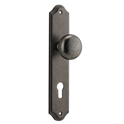 Iver Door Knob Cambridge Shouldered Euro Pair Distressed Nickel CTC85mm D55xP62mm BPH250xW48mm