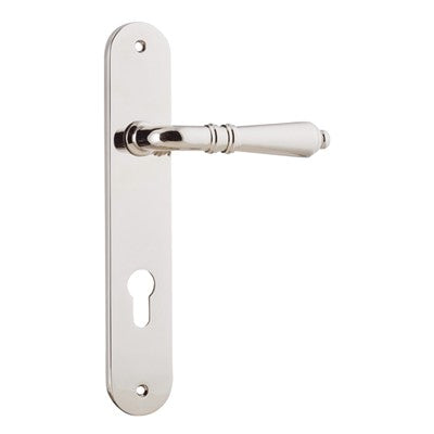 Iver Door Lever Sarlat Oval Euro Pair Polished Nickel CTC85mm L111xP53mm BPH240xW40mm