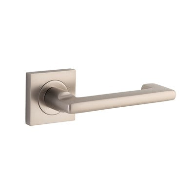 Iver Door Lever Baltimore Return Rose Square Concealed Fix Pair Satin Nickel L128xP57mm BPH52xW52mm